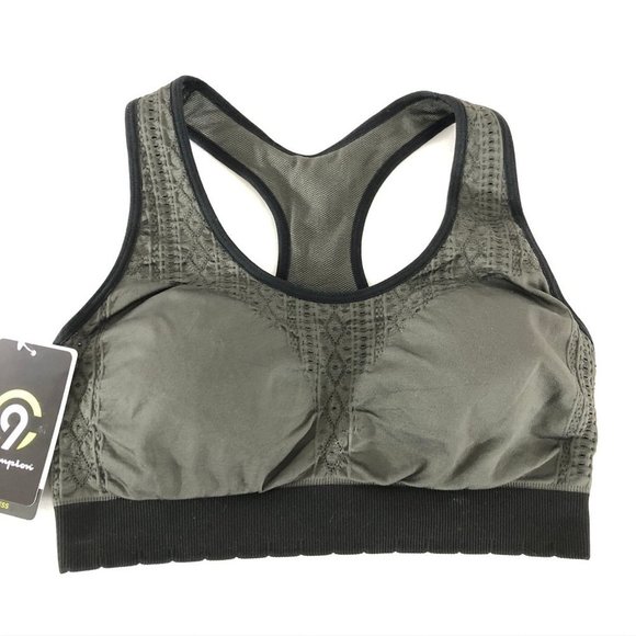 C9 Sports Bra Seamless Removable Cups Duo Dry Wicks Moisture Gray Size S - Picture 1 of 6